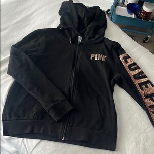 PINK Victoria's Secret Black Casual Zip-Up Jacket and leggings, set